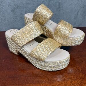 Beach By Matisse Ocean Ave Platform Sandal‎ Size 8 Blonde Raffia Summer Beachy
